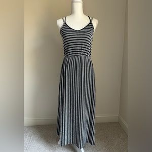 🌺$5 CAUTION TO THE WIND Black & White Striped Strappy Back Slip Dress - Sz S